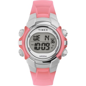 Timex Unisex Digital 33mm Watch(Pink/Silver-Tone/Digital)
