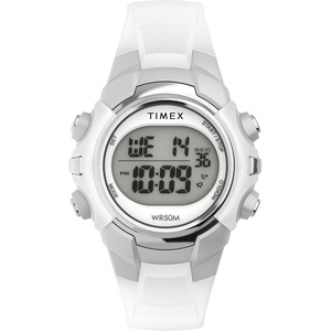 Timex Unisex Digital 33mm Watch(White/Silver-Tone/Digital)