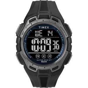 Timex Unisex Digital 43mm Watch(Black/Black/Digital/Blue)