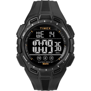 Timex Unisex Digital 43mm Watch(Black/Black/Digital/Orange)