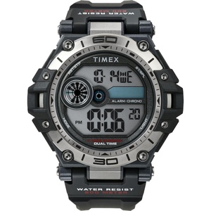 Timex Unisex Digital 52mm Watch(Black/Black/Digital/Silver Top Ring)