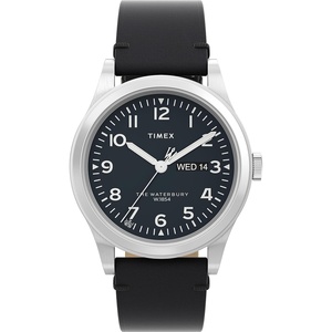 Timex Waterbury 39mm Men’s Analog Watch | Durable Stainless Steel Case | Day and Date Window | Durable Design | 100M Water Resistance(Black/Stainless Steel/Black)