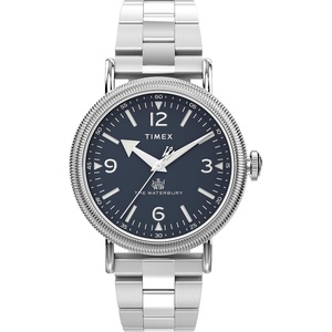 Timex Waterbury 39mm Men’s Analog Watch | Durable Stainless Steel Case | Day and Date Window | Durable Design | 100M Water Resistance(Stainless Steel/Silver-Tone/Blue)