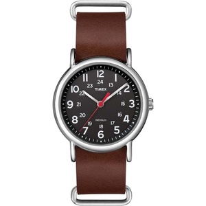 Timex Weekender 38mm Unisex Analog Watch | INDIGLO Backlight | Adjustable Durable Nylon Fabric Slip Through Strap | 24 Hour Time(Brown/Silver-Tone/Black)
