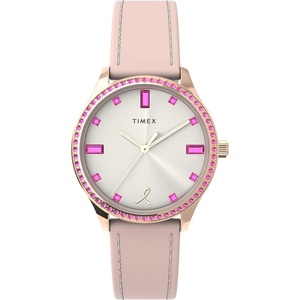 Timex Women’s Dress 32mm Watch White Dial Rose Gold-Tone Case(Pink/White/Rose Gold-Tone/Crystals)