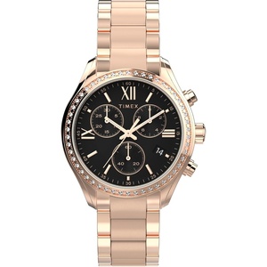Timex Women’s Dress 38mm Watch(Rose Gold-Tone/Black/Rose Gold-Tone)