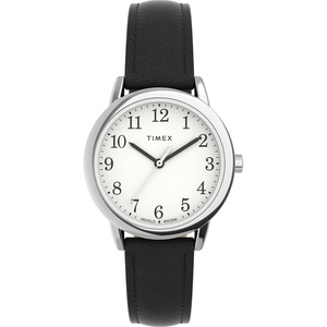 Timex Women’s Easy Reader Watch(Black/Silver-Tone/White/30mm)