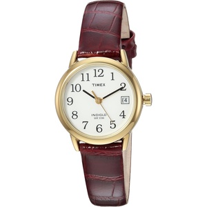 Timex Women’s Easy Reader Watch(Brown/Gold-Tone/White/25mm)