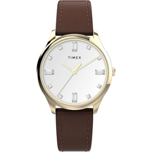 Timex Women’s Easy Reader Watch(Brown/Gold-Tone/White/32MM)