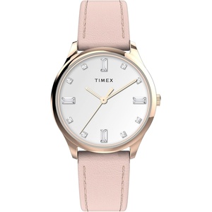 Timex Women’s Easy Reader Watch(Pink/Rose Gold-Tone/White/Diamonds/32MM)