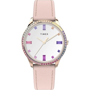 Timex Women’s Easy Reader Watch(Pink/Rose Gold-Tone/White/Rainbow/32MM)