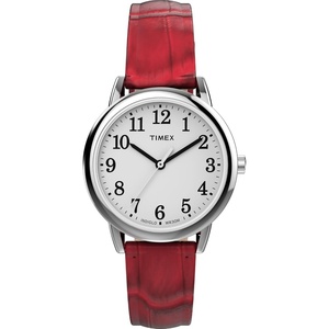 Timex Women’s Easy Reader Watch(Red/Silver-Tone/White/30mm)
