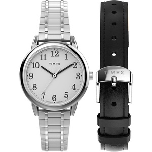 Timex Women’s Easy Reader Watch(Silver-Tone/Silver-Tone/White/30mm)