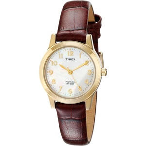 Timex Women’s Essex Ave 25mm Watch(Gold/Burgundy/MOP)