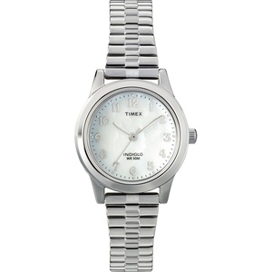Timex Women’s Essex Ave 25mm Watch(Silver-Tone/Mother of Pearl)