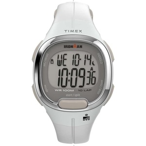 Timex Women’s Ironman Triathlon Transit 33mm Resin Strap Watch(White/Chrome-tone)