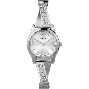 Timex Women’s Main Street 25mm Semi Bangle Watch(Silver-Tone)