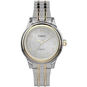 Timex Women’s Porter Street 28mm Perfect Fit Watch – Two-Tone Case Silver-Tone Dial with Two-Tone Expansion Band