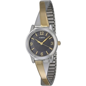 Timex Women’s Stretch Bangle Crisscross 25mm Watch(Two-Tone/Black)