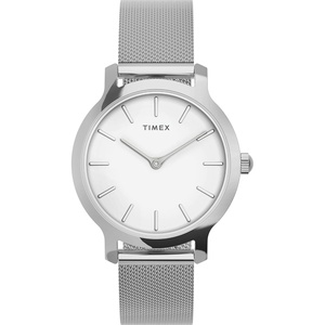 Timex Women’s Transcend 31mm Stainless Steel Mesh Band Watch(Stainless Steel/White/Silver-Tone)