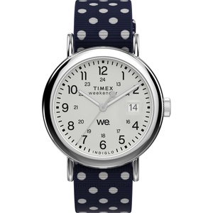 Timex Women’s Weekender 40mm Watch – Blue Strap White Dial Silver-Tone Case