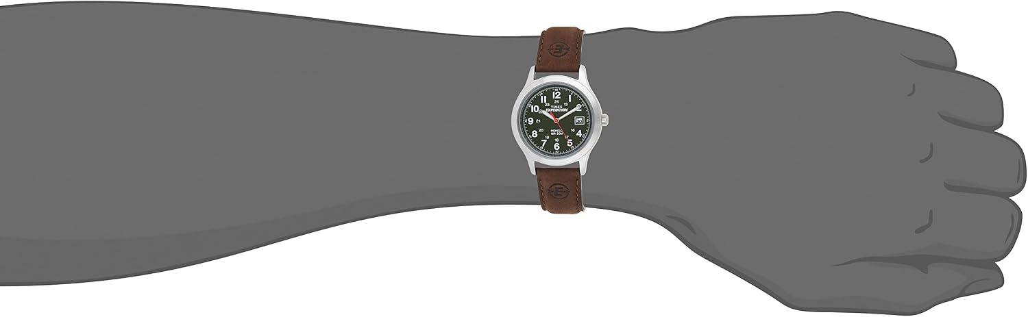 image:imageTimex Expedition Metal Field 40mm Mens Analog Watch Luminous Hands 24 Hour Time Quick Date Function Rugged Outdoor Watch 50M Water ResistanceBrownSilverToneGreen