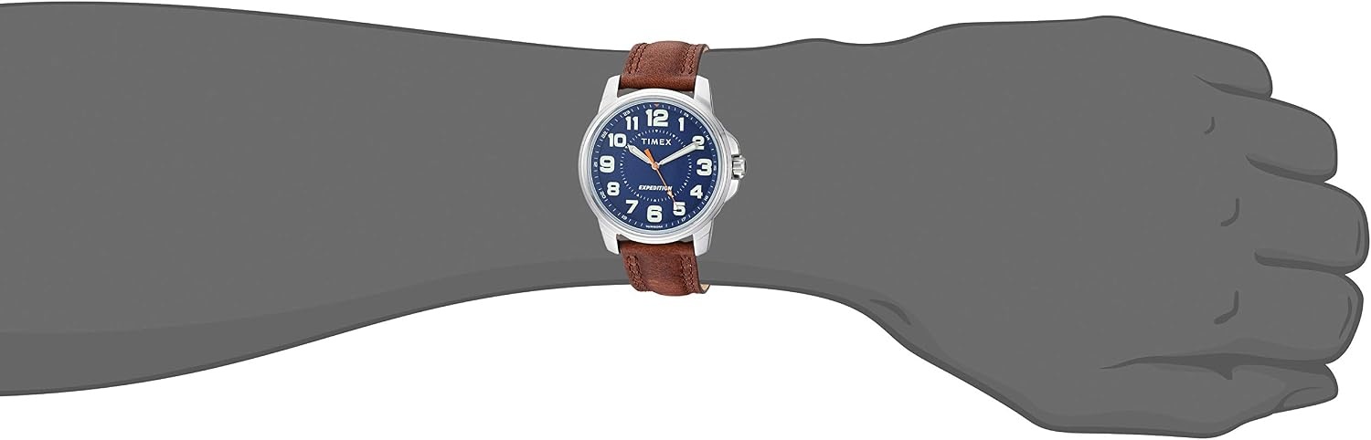 image:imageTimex Expedition Metal Field 40mm Mens Analog Watch Luminous Hands 24 Hour Time Quick Date Function Rugged Outdoor Watch 50M Water ResistanceBrownBlueSilverTone