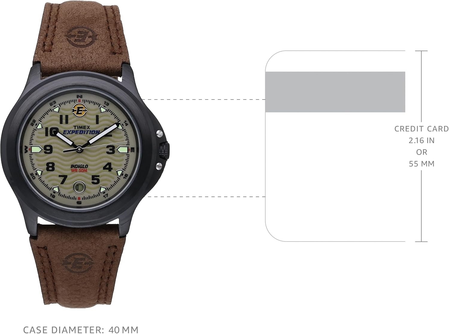 image:imageTimex Expedition Metal Field 40mm Mens Analog Watch Luminous Hands 24 Hour Time Quick Date Function Rugged Outdoor Watch 50M Water ResistanceBrownGreenGray