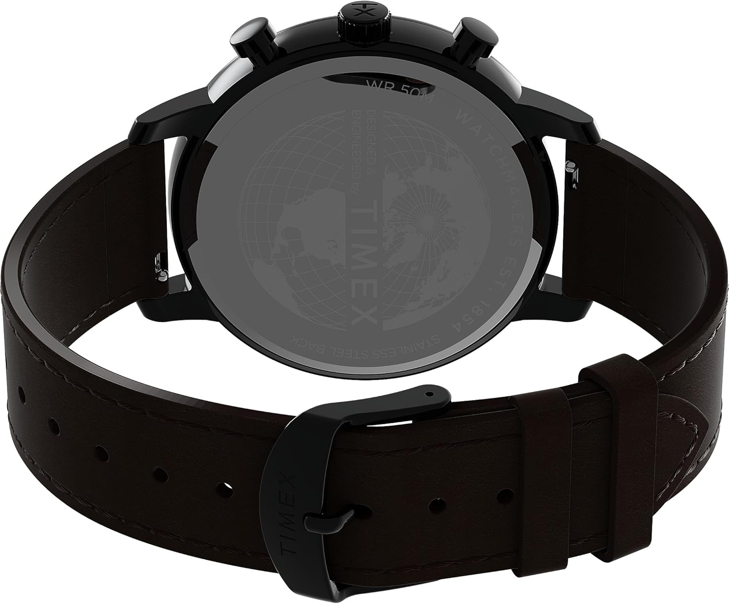 image:imageTimex Mens Chicago 45mm Watch Brown Bracelet Black Dial Black Case