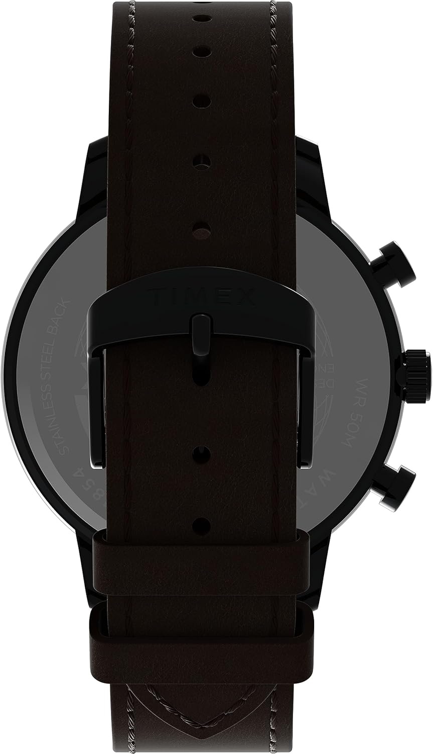 image:imageTimex Mens Chicago 45mm Watch Brown Bracelet Black Dial Black Case