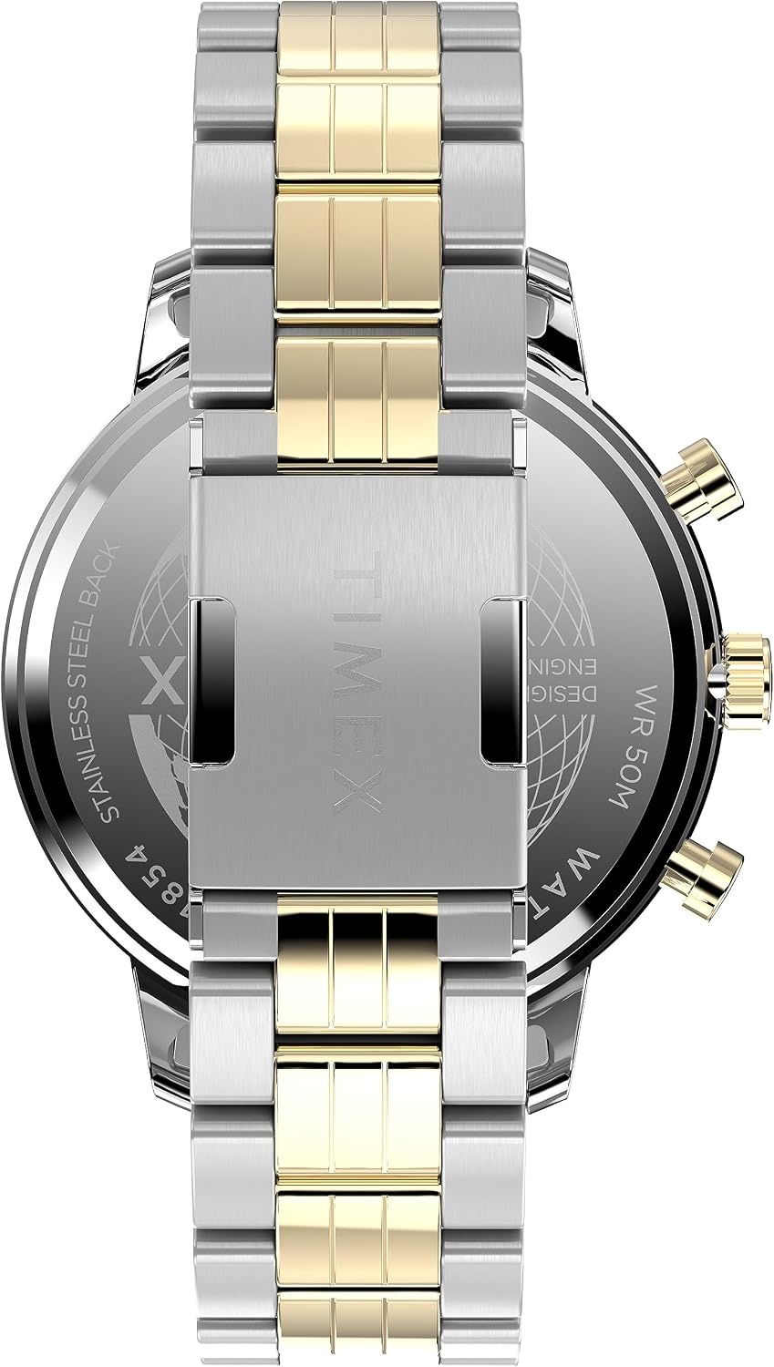 image:imageTimex Mens Chicago 45mm Watch TwoTone Strap Blue Dial TwoTone Case