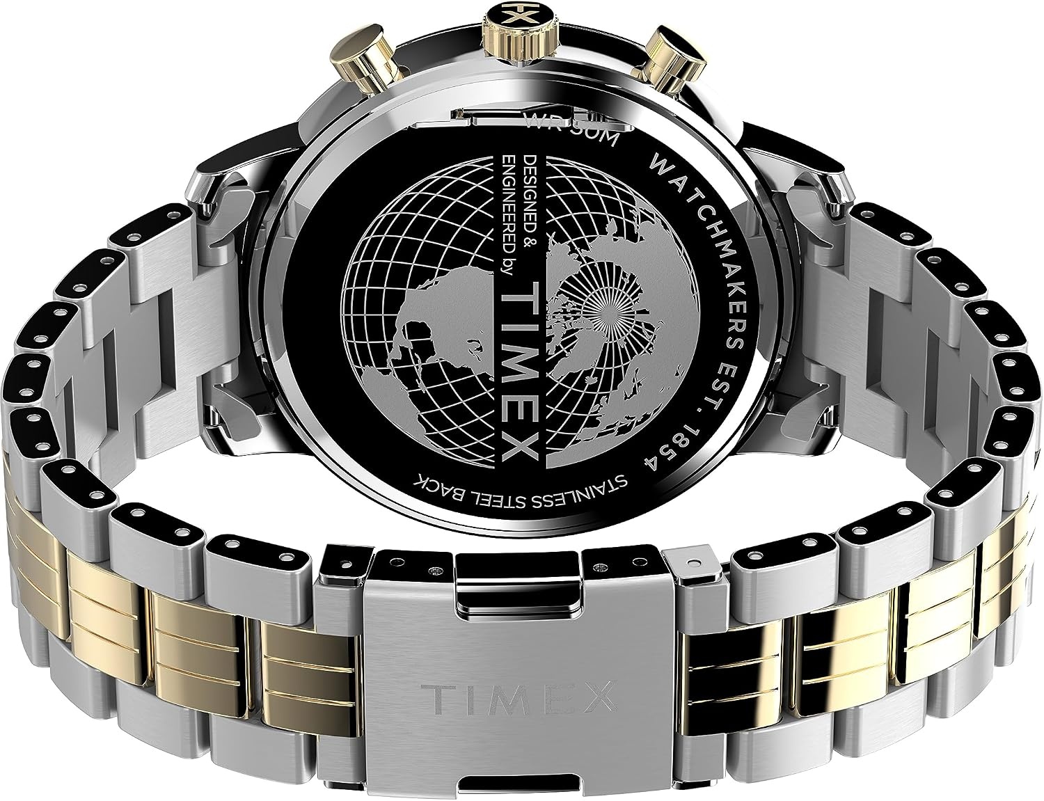 image:imageTimex Mens Chicago 45mm Watch TwoTone Strap Blue Dial TwoTone Case