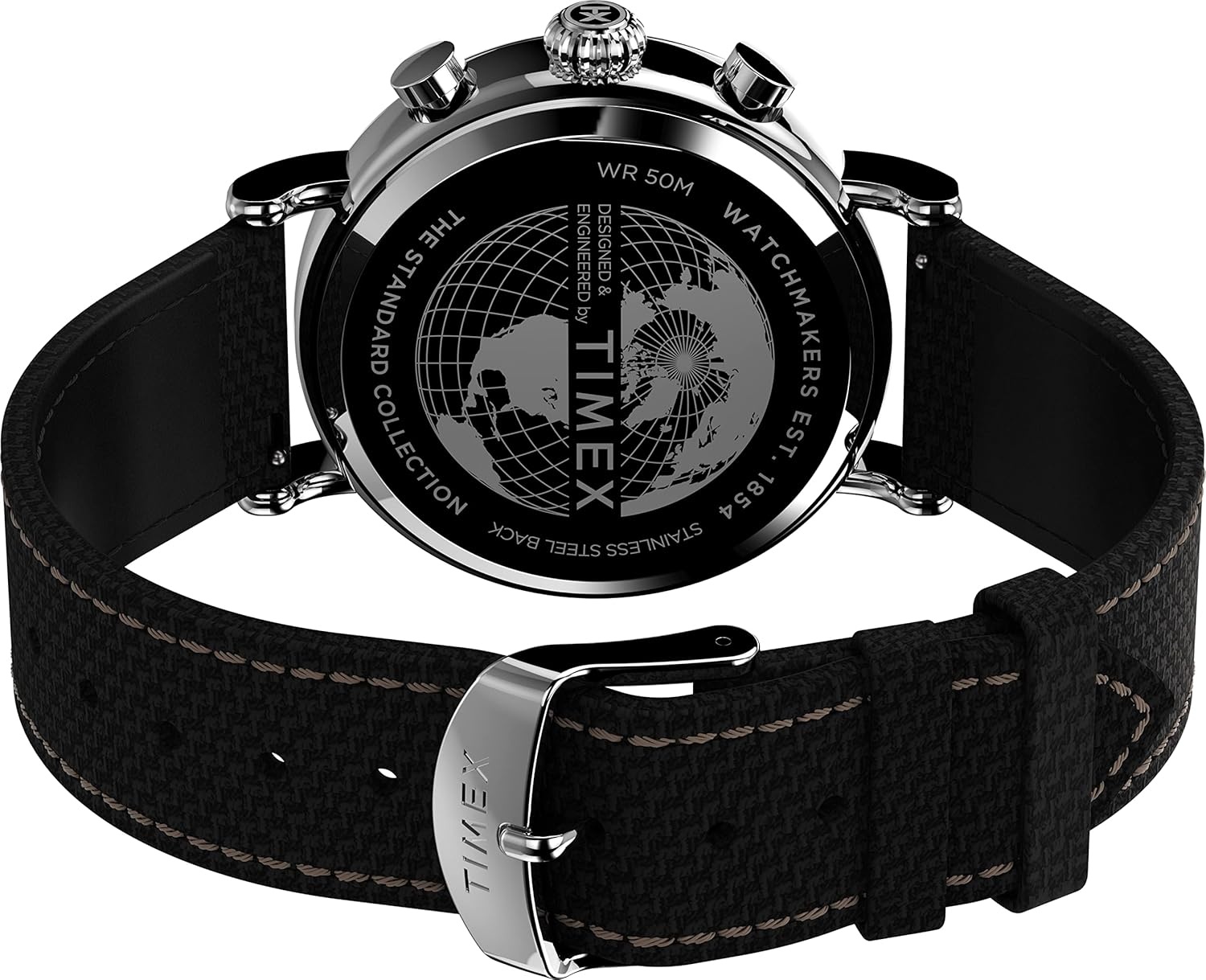 image:imageTimex Mens Chronograph 41mm WatchBlackBlackSilverTone