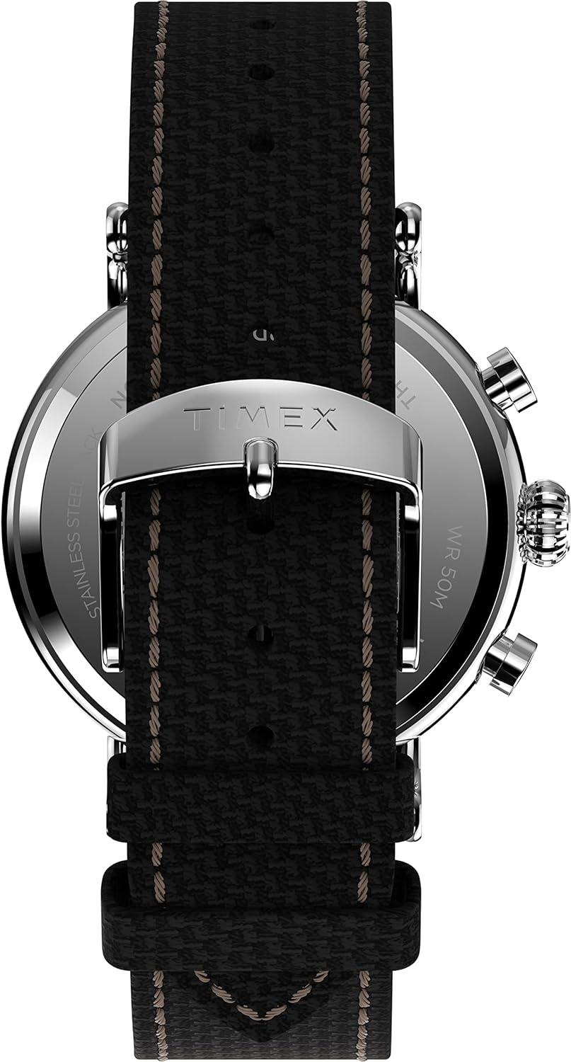 image:imageTimex Mens Chronograph 41mm WatchBlackBlackSilverTone