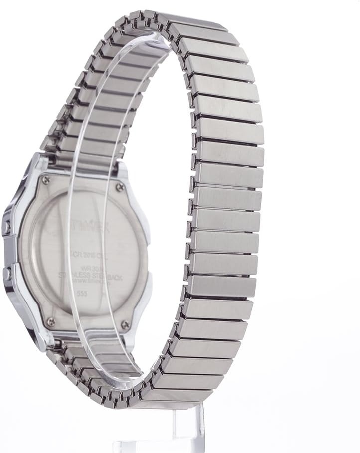 image:imageTimex Mens Classic Digital 34mm WatchStainless SteelDigital GreenSilverTone