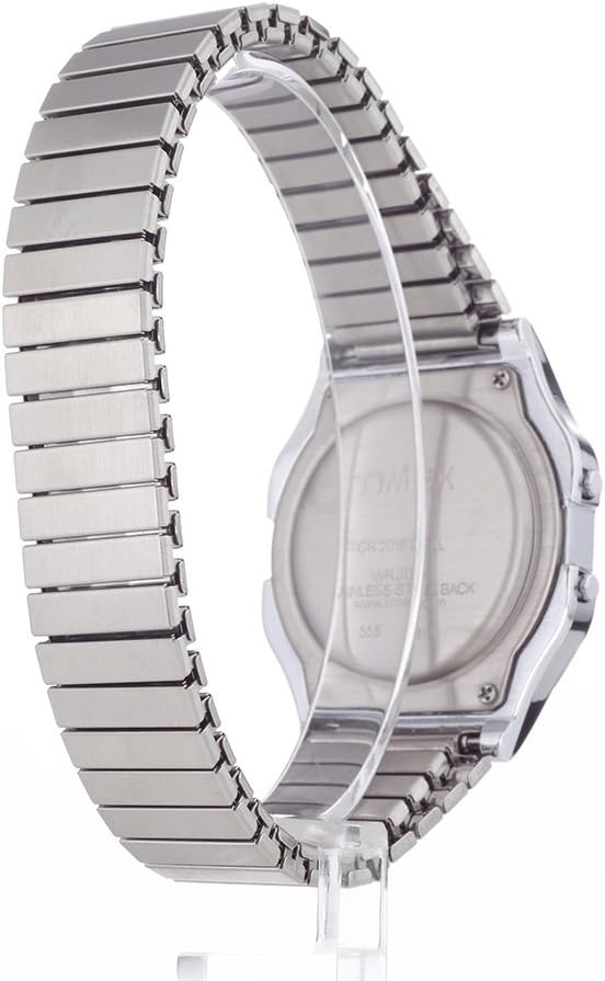 image:imageTimex Mens Classic Digital 34mm WatchStainless SteelDigital GreenSilverTone
