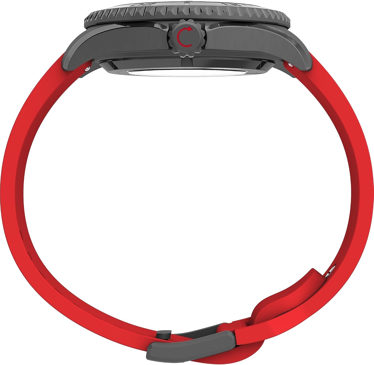 image:imageTimex Mens Deep Water 44mm Watch Red Strap Black Dial Gunmetal Case