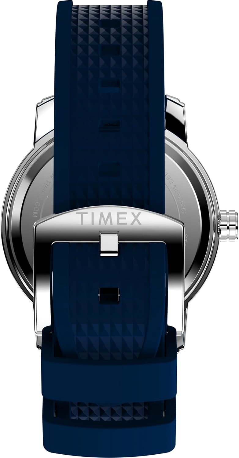 image:imageTimex Mens Dress 41mm Watch Blue Strap Blue Dial Stainless Steel CaseBlueBlueStainless Steel