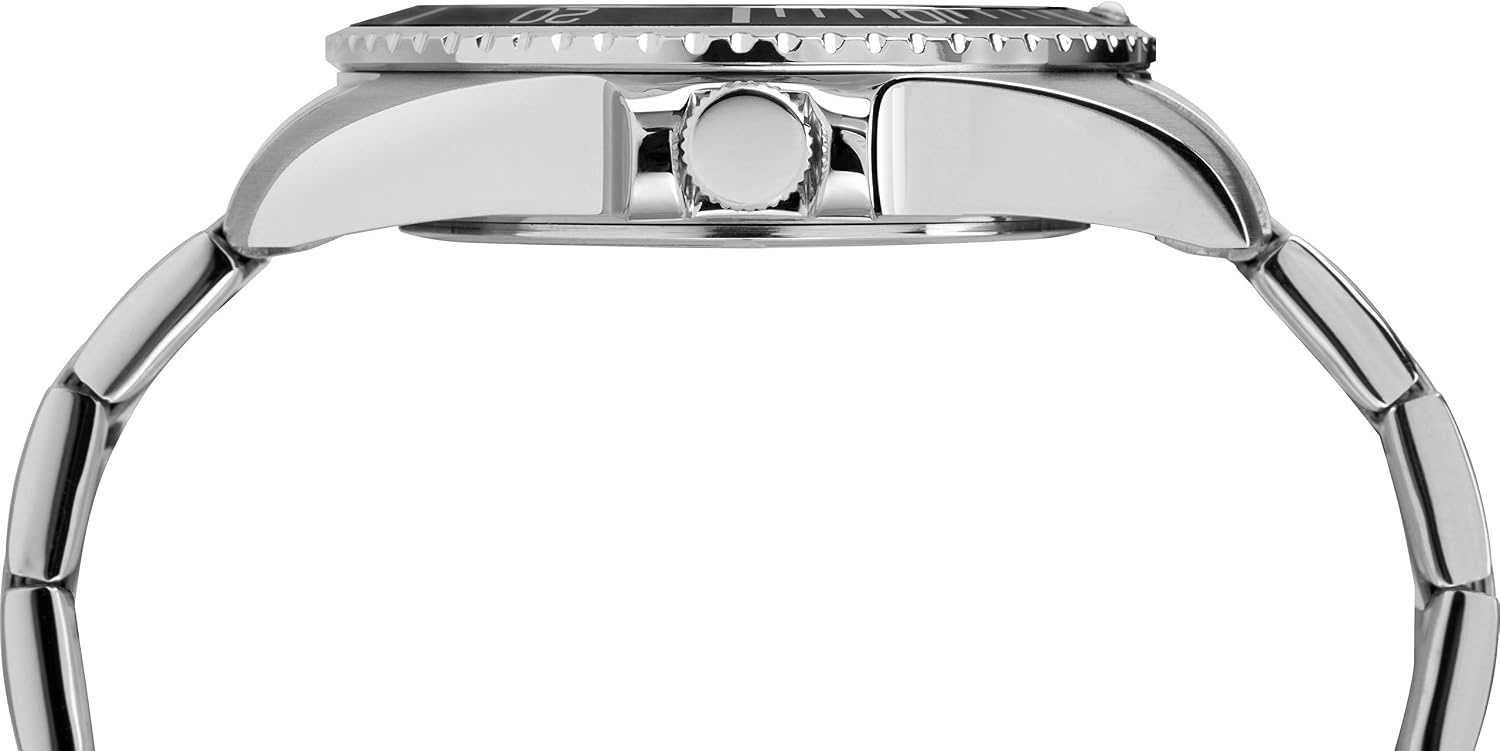image:imageTimex Mens Dress Analog 44mm Stainless Steel Multifunction Bracelet WatchSilverToneBlack