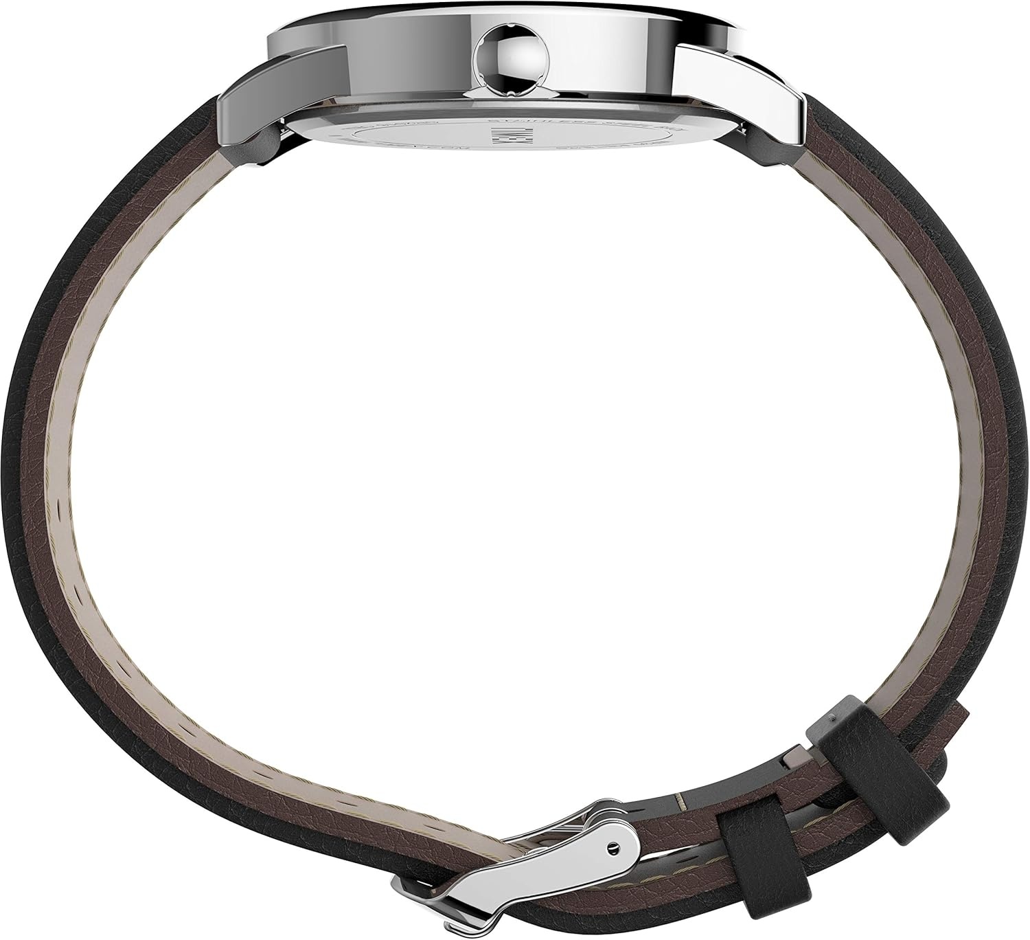 image:imageTimex Mens Easy Reader Bold 38mm Watch SilverTone Case White Dial with Black Leather Strap