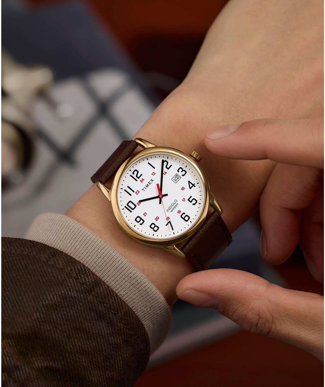 image:imageTimex Mens Easy Reader Watch 38mmBrownGoldToneWhite38mm