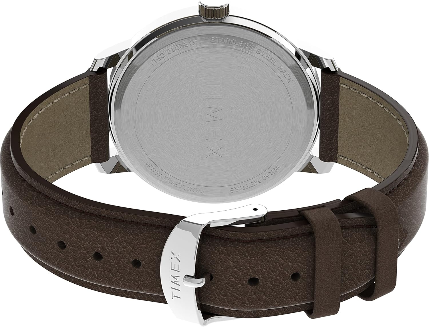 image:imageTimex Mens Easy Reader WatchBrownSilverToneCream43mm