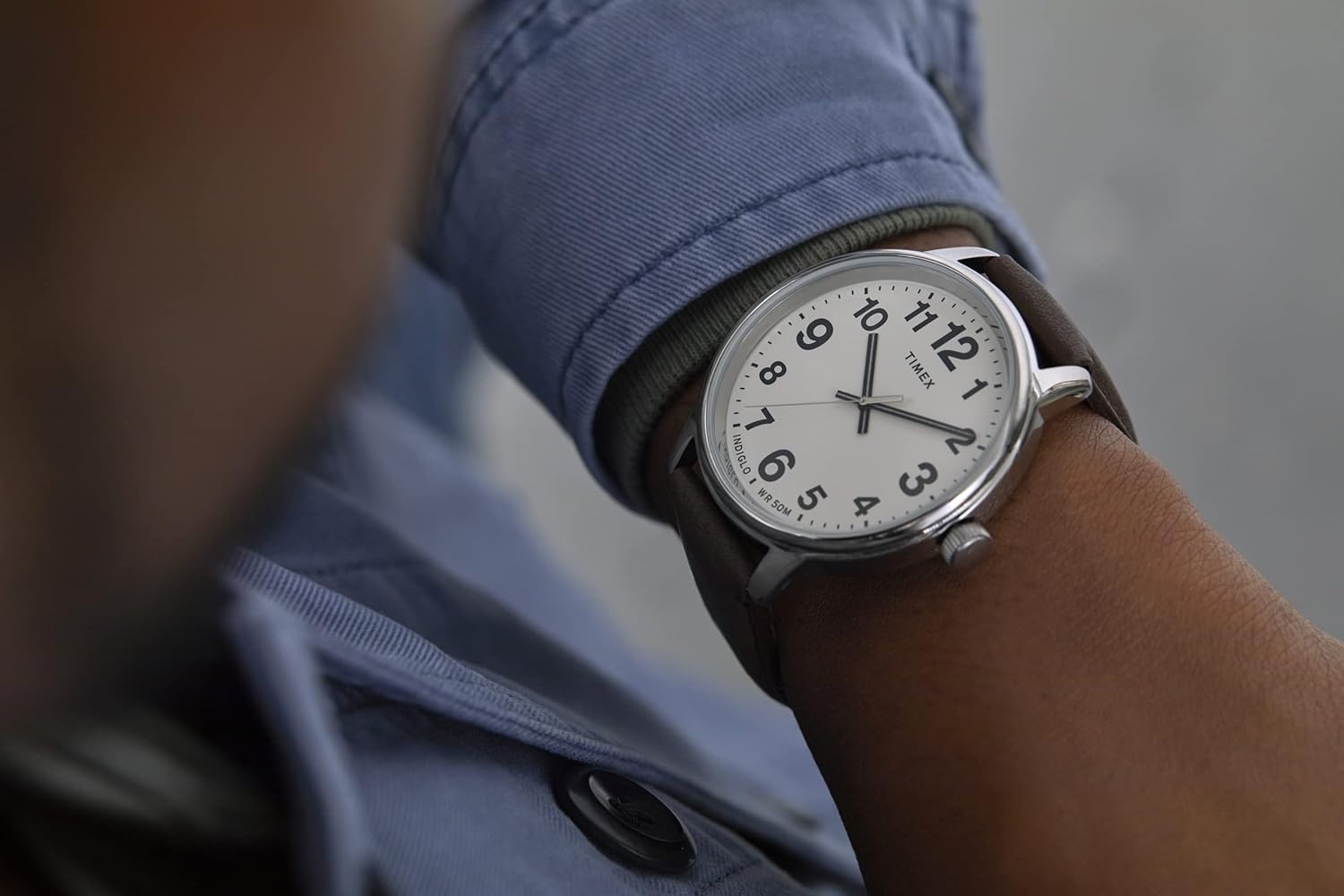image:imageTimex Mens Easy Reader WatchBrownSilverToneCream43mm