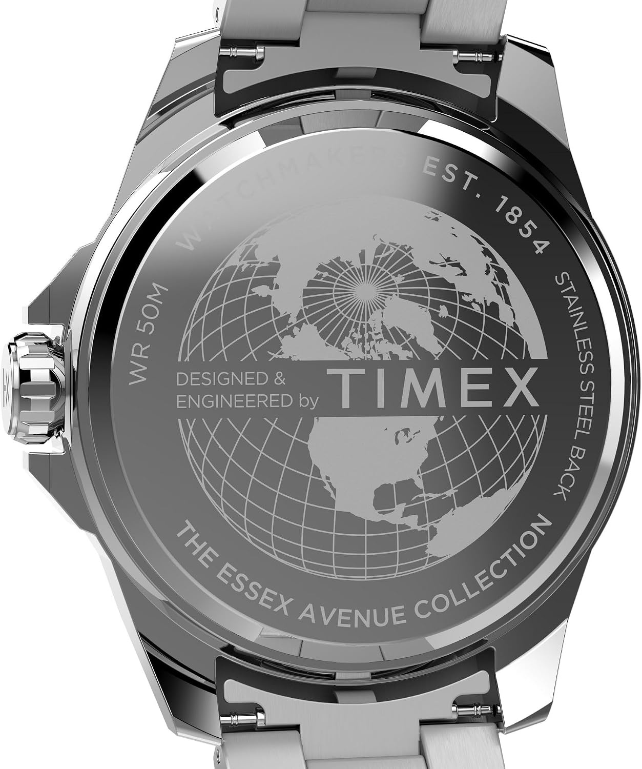 image:imageTimex Mens Essex 46mm Watch Black Link Bracelet Black Dial SilverTone CaseBlackSilverToneBlack
