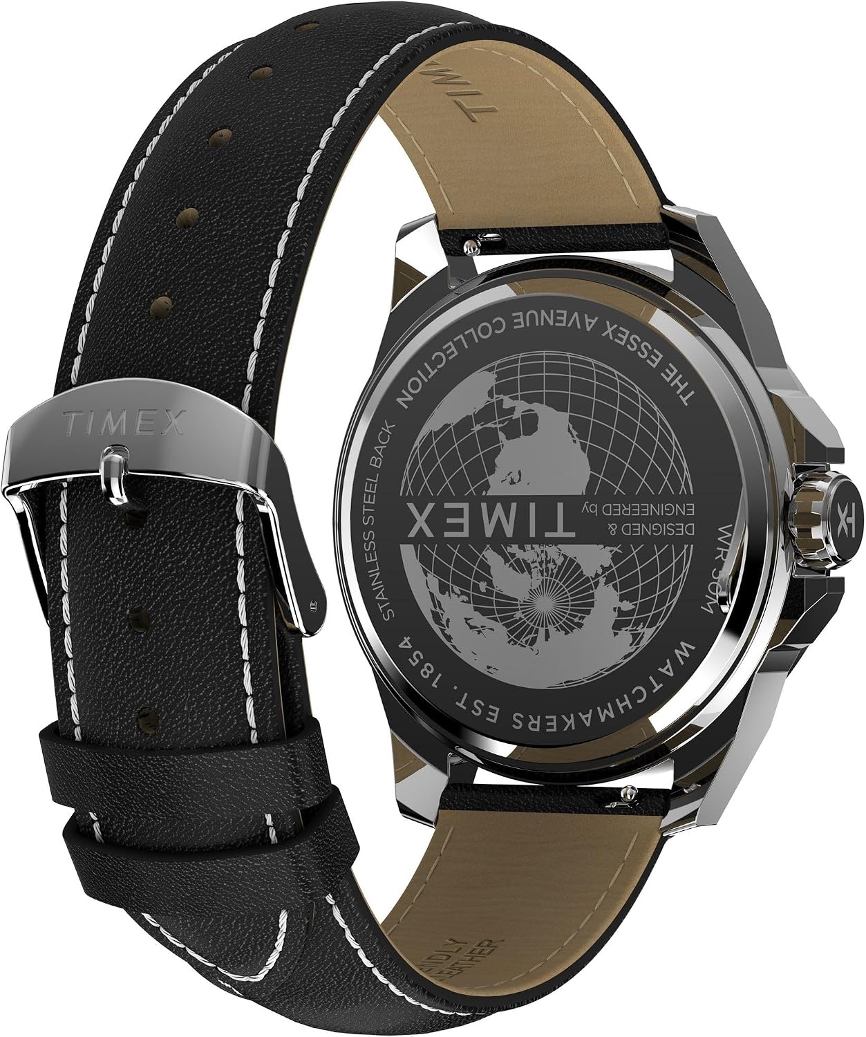 image:imageTimex Mens Essex 46mm Watch Black Link Bracelet Black Dial SilverTone CaseBlackSilverToneBlue