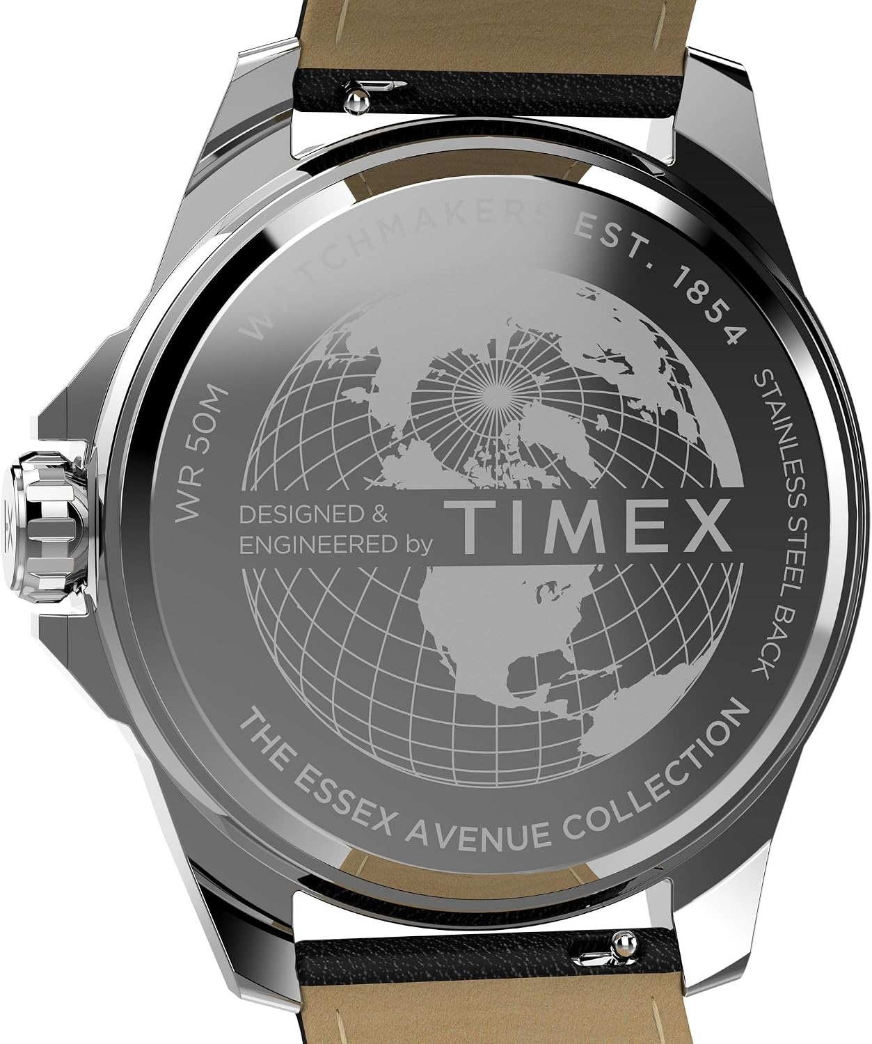 image:imageTimex Mens Essex 46mm Watch Black Link Bracelet Black Dial SilverTone CaseBlackSilverToneBlue