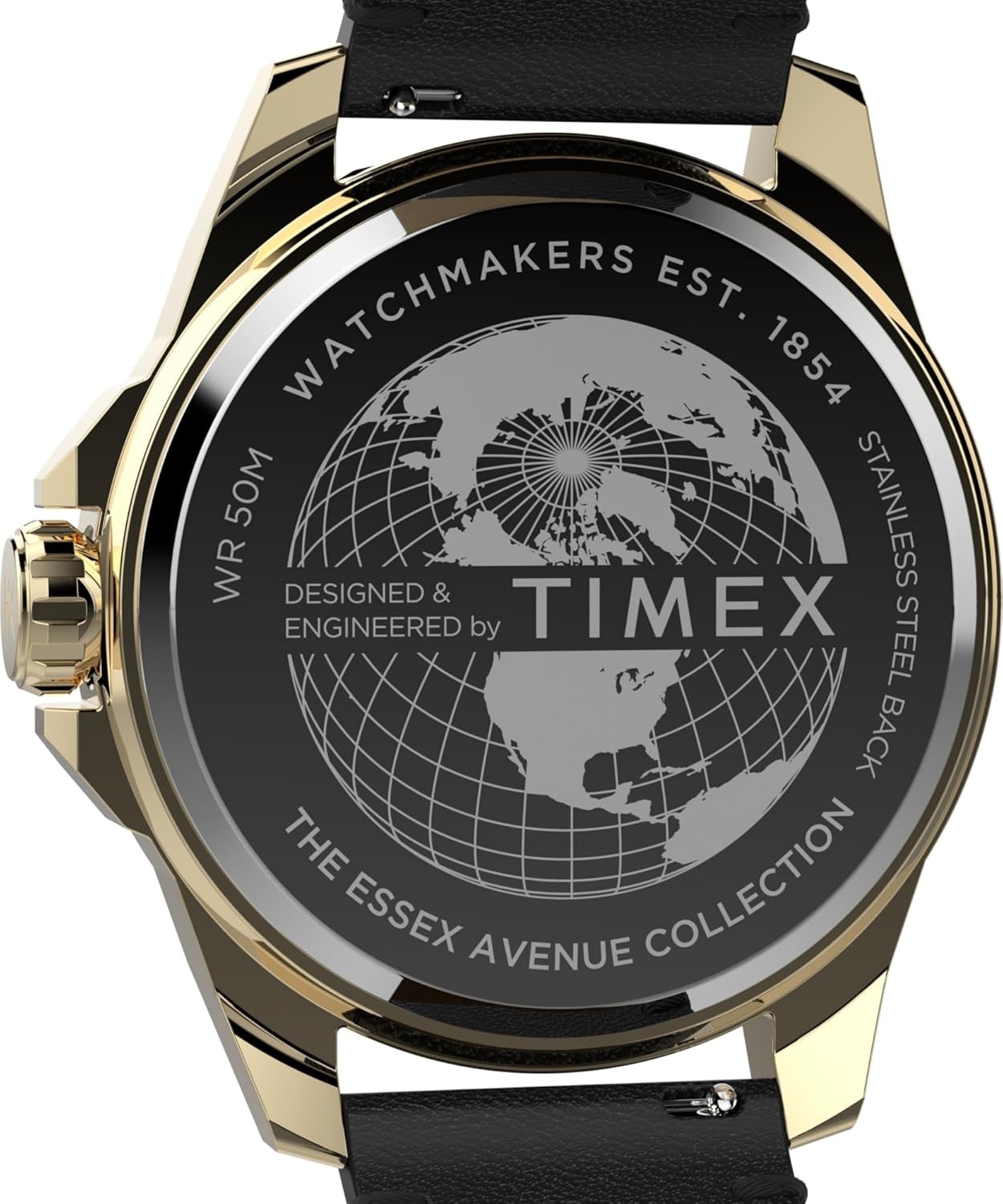 image:imageTimex Mens Essex 46mm Watch Black Strap Black Dial SilverTone CaseBlackWhiteGoldTone