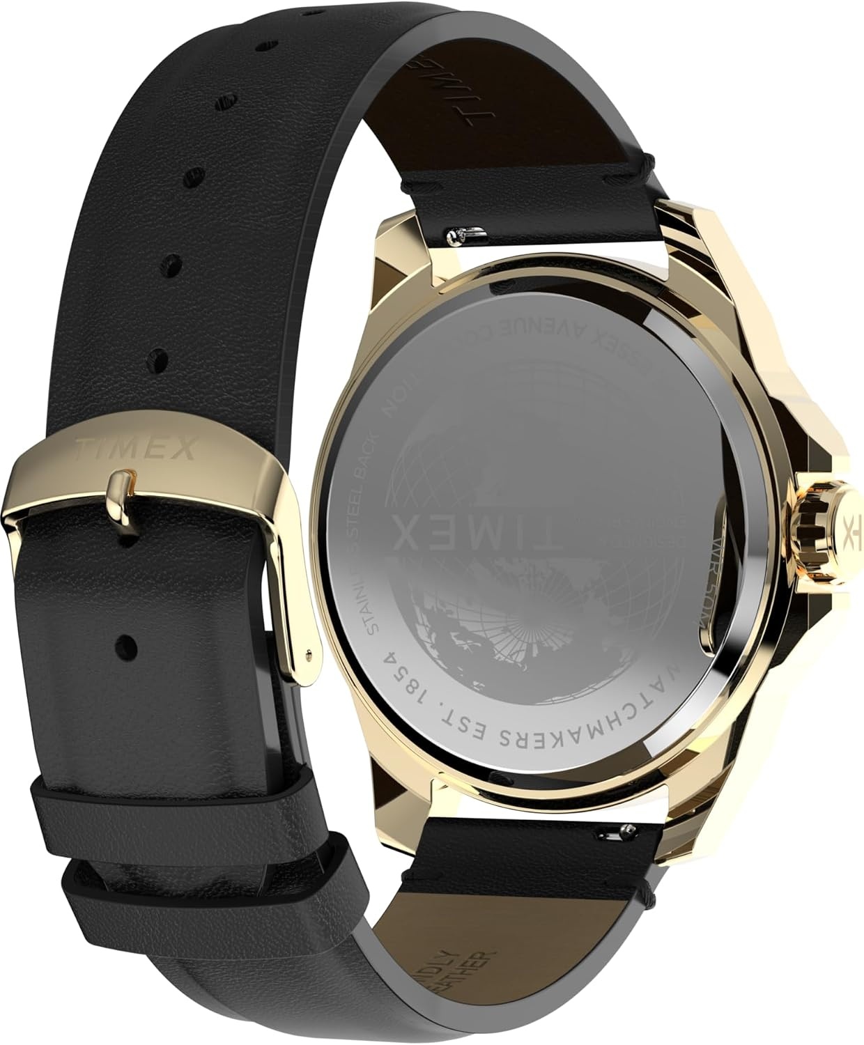 image:imageTimex Mens Essex 46mm Watch Black Strap Black Dial SilverTone CaseBlackWhiteGoldTone