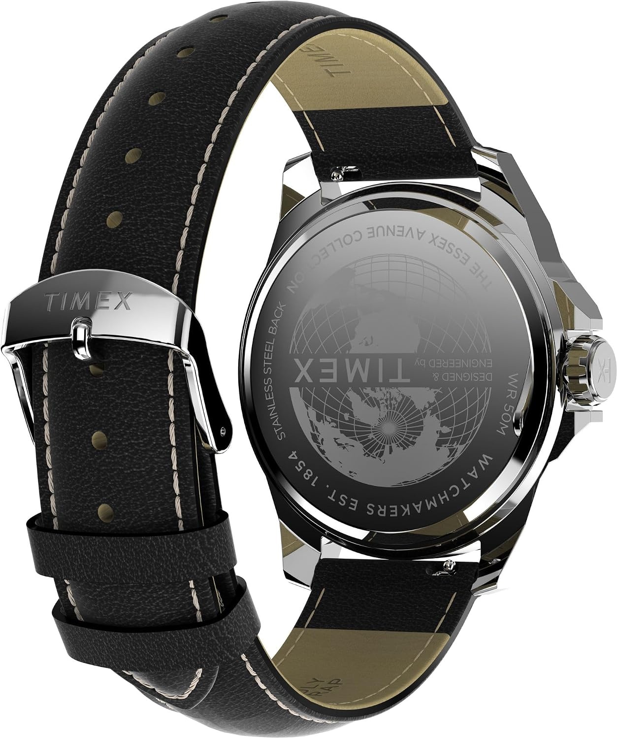 image:imageTimex Mens Essex 46mm WatchBlackSilverToneBlack
