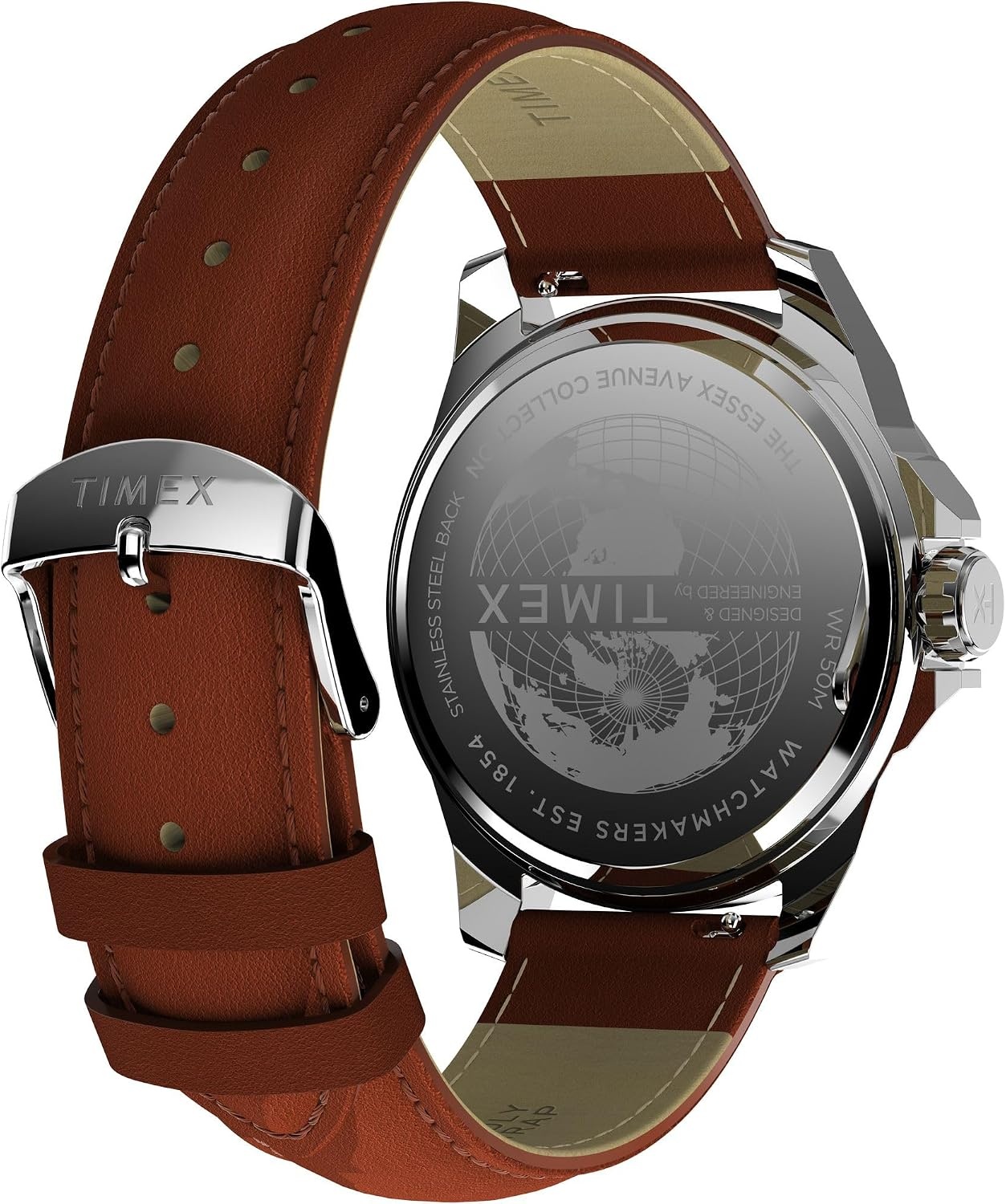 image:imageTimex Mens Essex 46mm WatchBrownSilverToneBlue